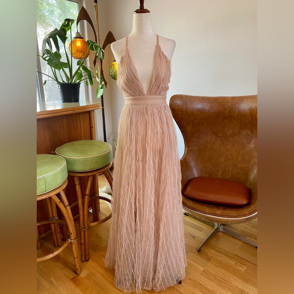 Fairytale Boho Goddess Gown | Nude, Sparkly Sequins, Ultra Flowy! Gorgeous!